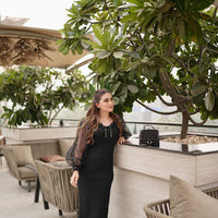 Mesh Sleeves Dress _ Black