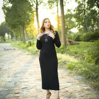 Square Neck Dress- Black