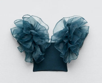 Flower Ribbed Top_ Teal Blue