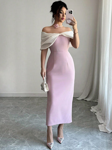 Off Shoulder Dress _Lilac