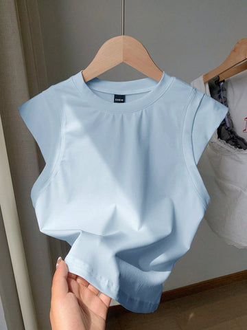 Drop Shoulder Basic Tee_Dusty Blue