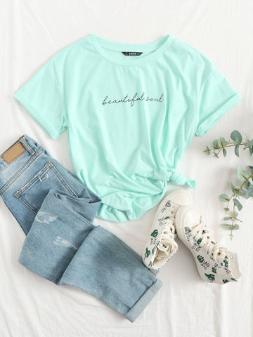 BEAUTIFULSOUL Graphics Tee_Cyan