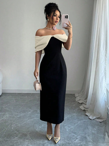 Off Shoulder Dress _Black