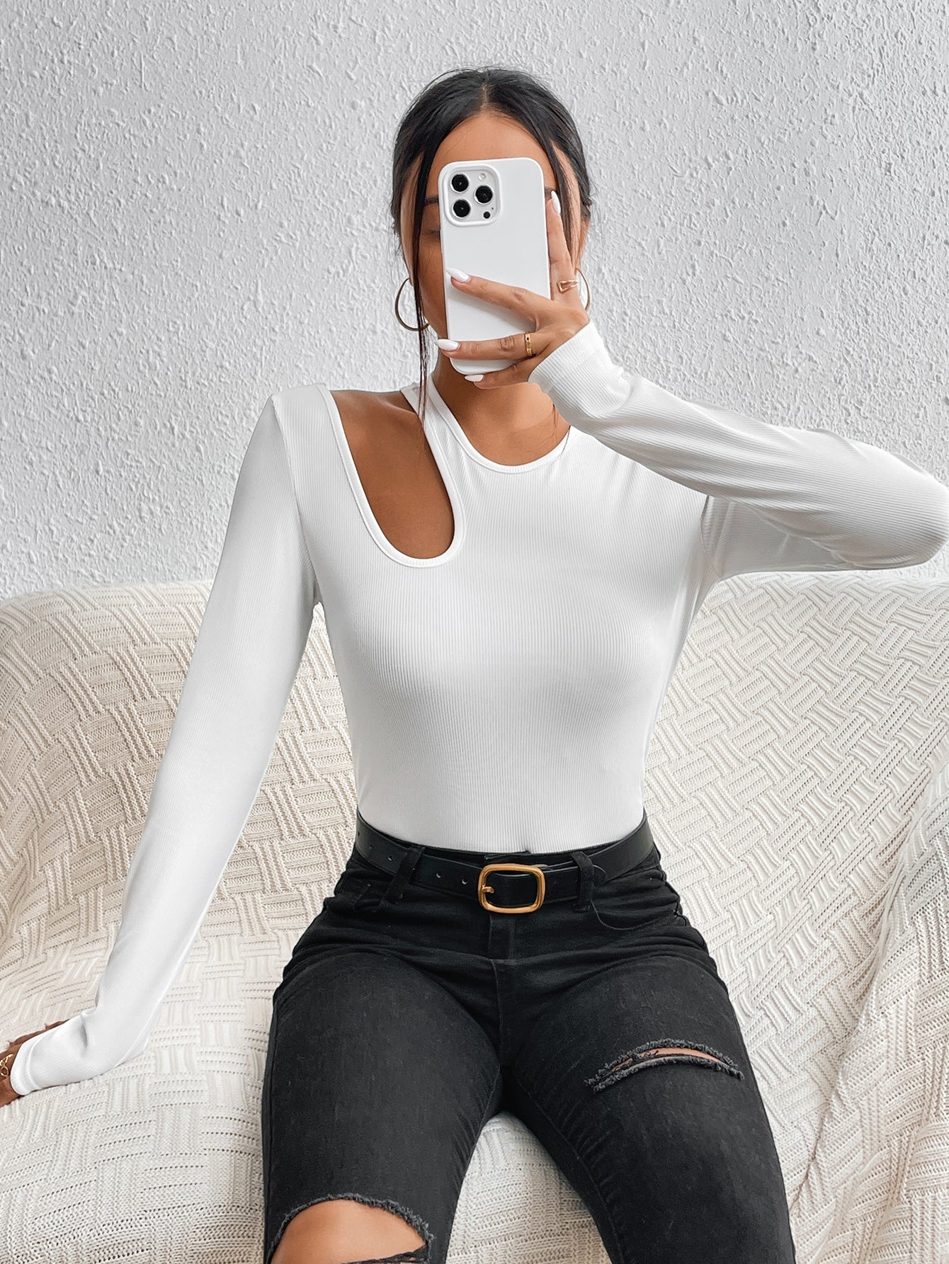 BAE Solid Cut Out Top_White