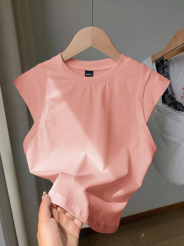 Drop Shoulder Basic Tee_Pink