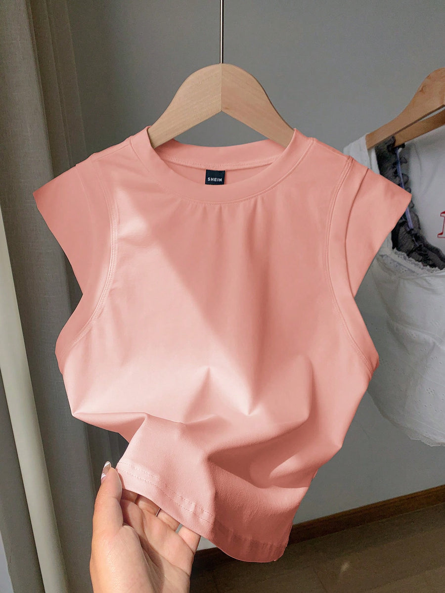 Drop Shoulder Basic Tee_Pink