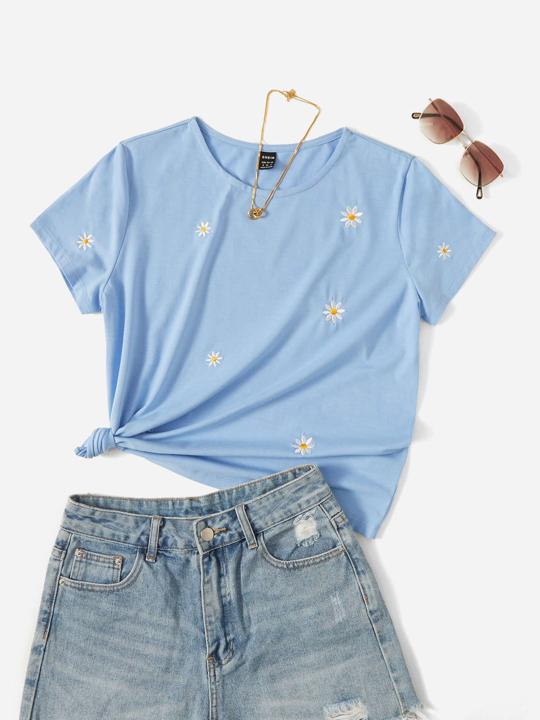 Daisy Graphics Tee_Dusty Blue