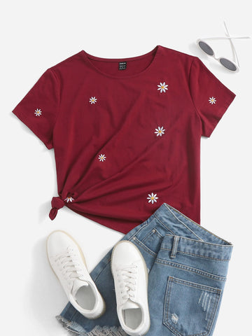 Daisy Graphics Tee_Maroon
