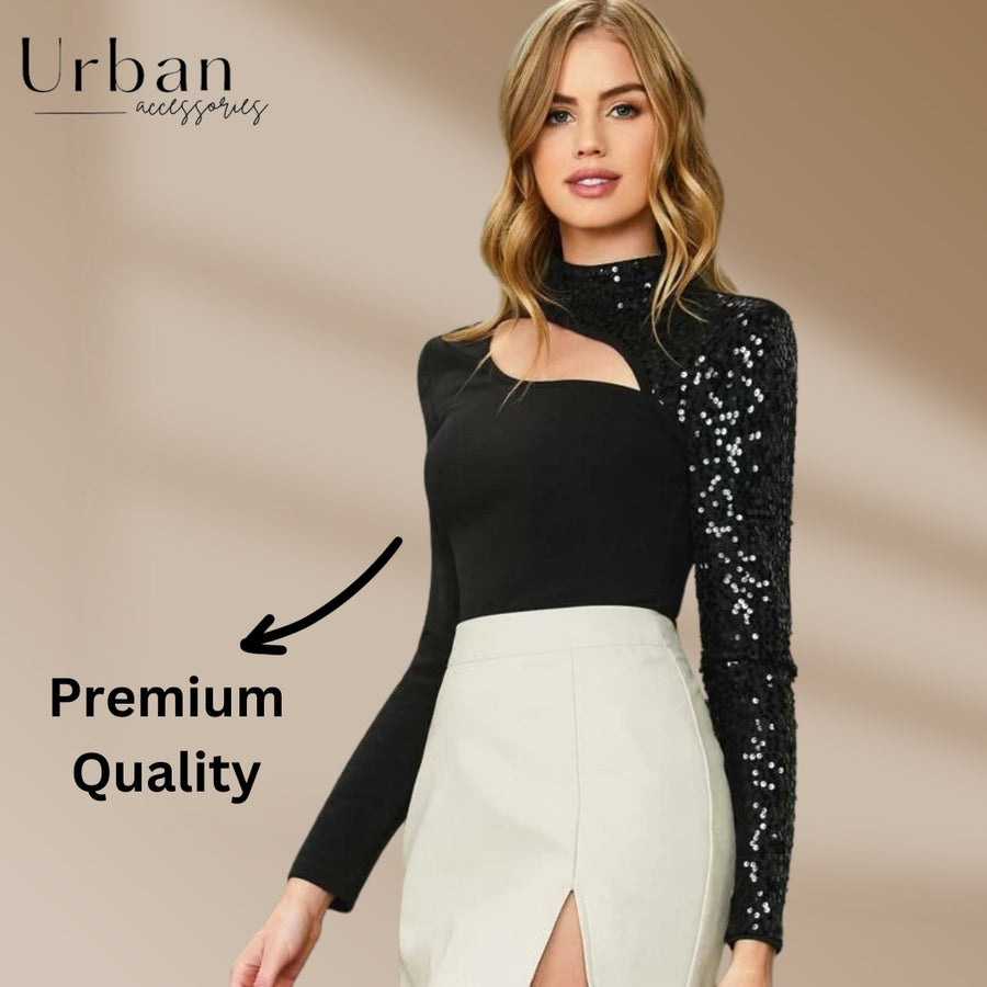 Sequence Sleeve Cut Neck Top - Black