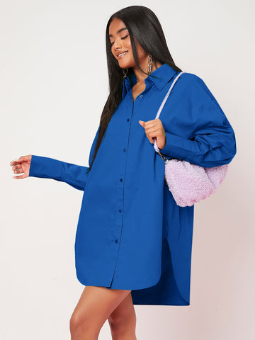 SOLID COLOR LONG BUTTON UP SHIRT_BLUE