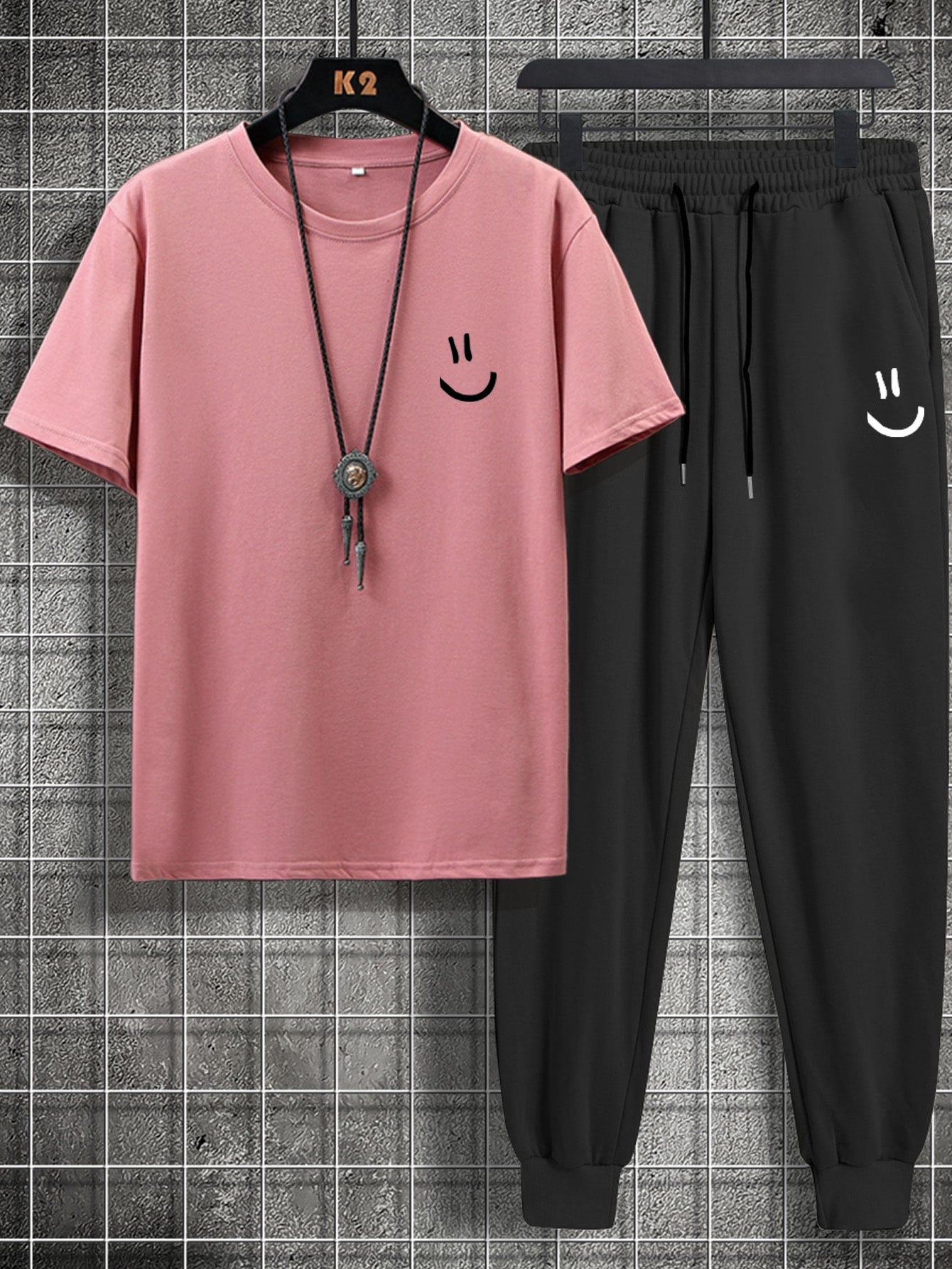 Smiley Tracksuit_Pink Black