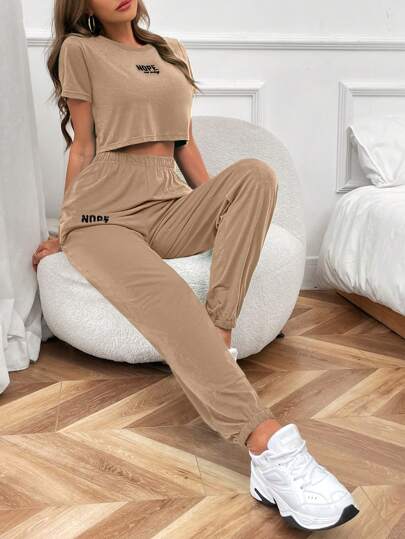 Unity Letter Graphic Tee & Sweatpants_ Skin
