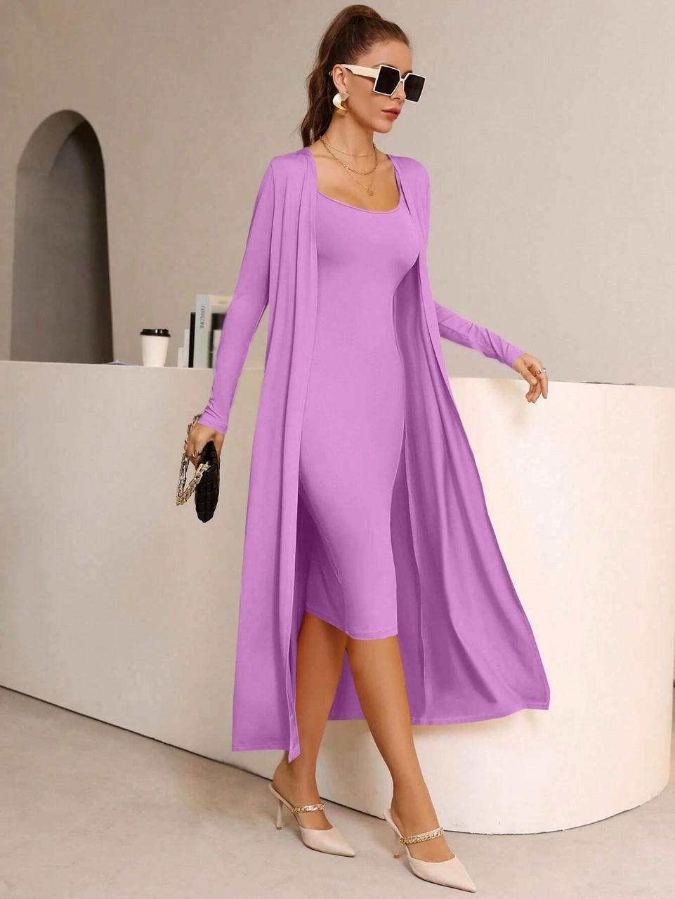 Mulvari Solid Cami Bodycon Dress-Purple