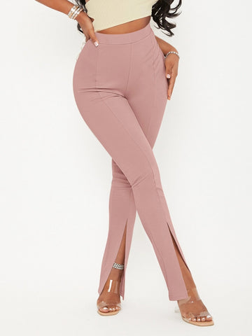 Solid Split Pant - Pink