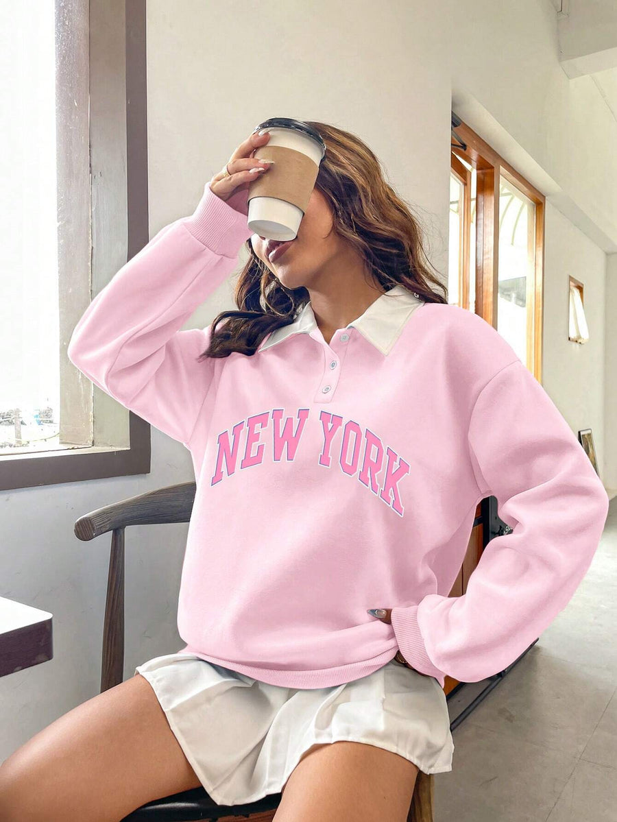 Newyork Graphic Sweatshirt_Pink