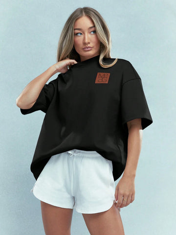 Brown Graphic Tee_ Black