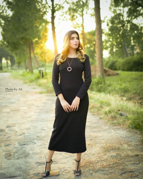 Square Neck  Dress- Black