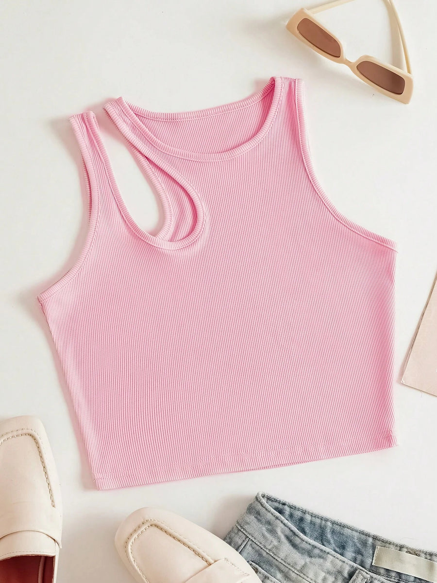 Side Cut Tank Top _ Pink