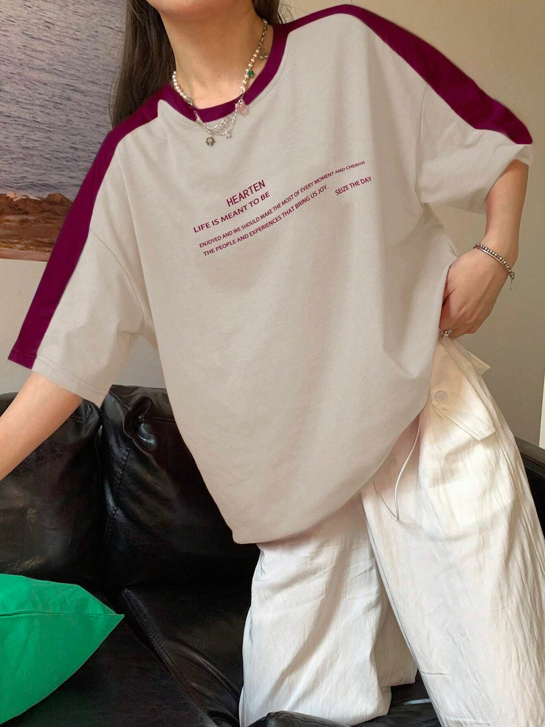 Pannel Sleeves with Graphics Tee_Beige