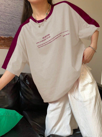 Pannel Sleeves with Graphics Tee_Beige