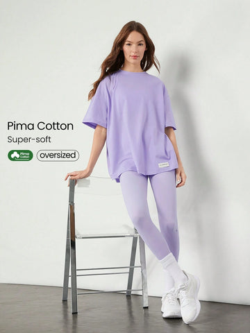 Oversized Tee with bottam Gym Tracksuit _ Lilac