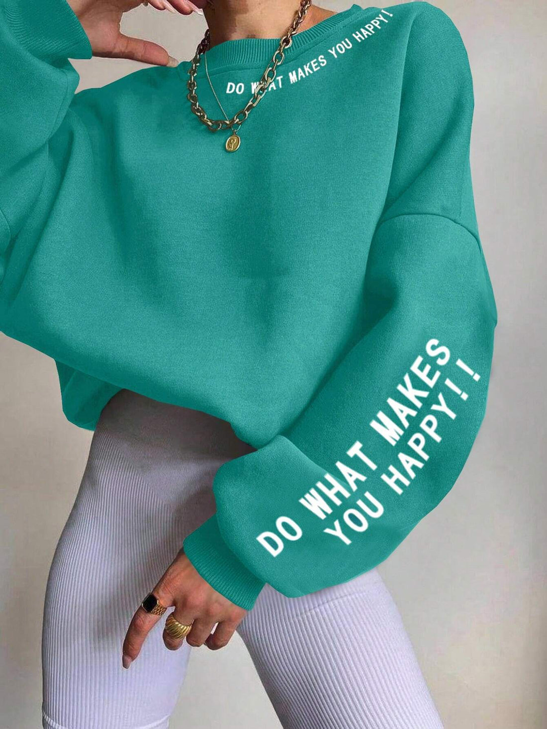 Written Graphic Sweatshirt_ Cyan