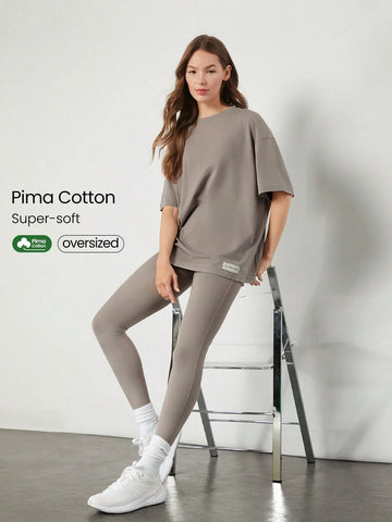 Oversized Tee with bottam Gym Tracksuit _ Grey