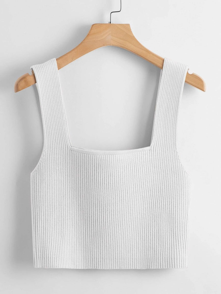 Square Neck Tank Top _ White