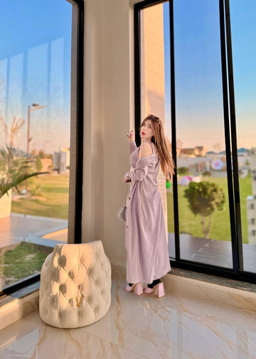 Sleeveless Dress with Cardigan - Lilac
