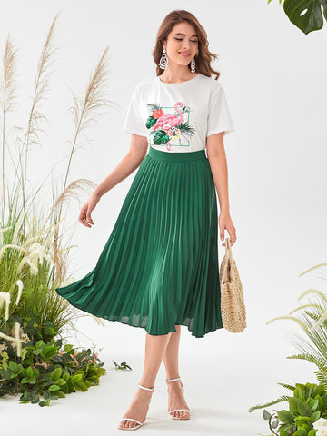 Flamingo Top & Skirt _ Green