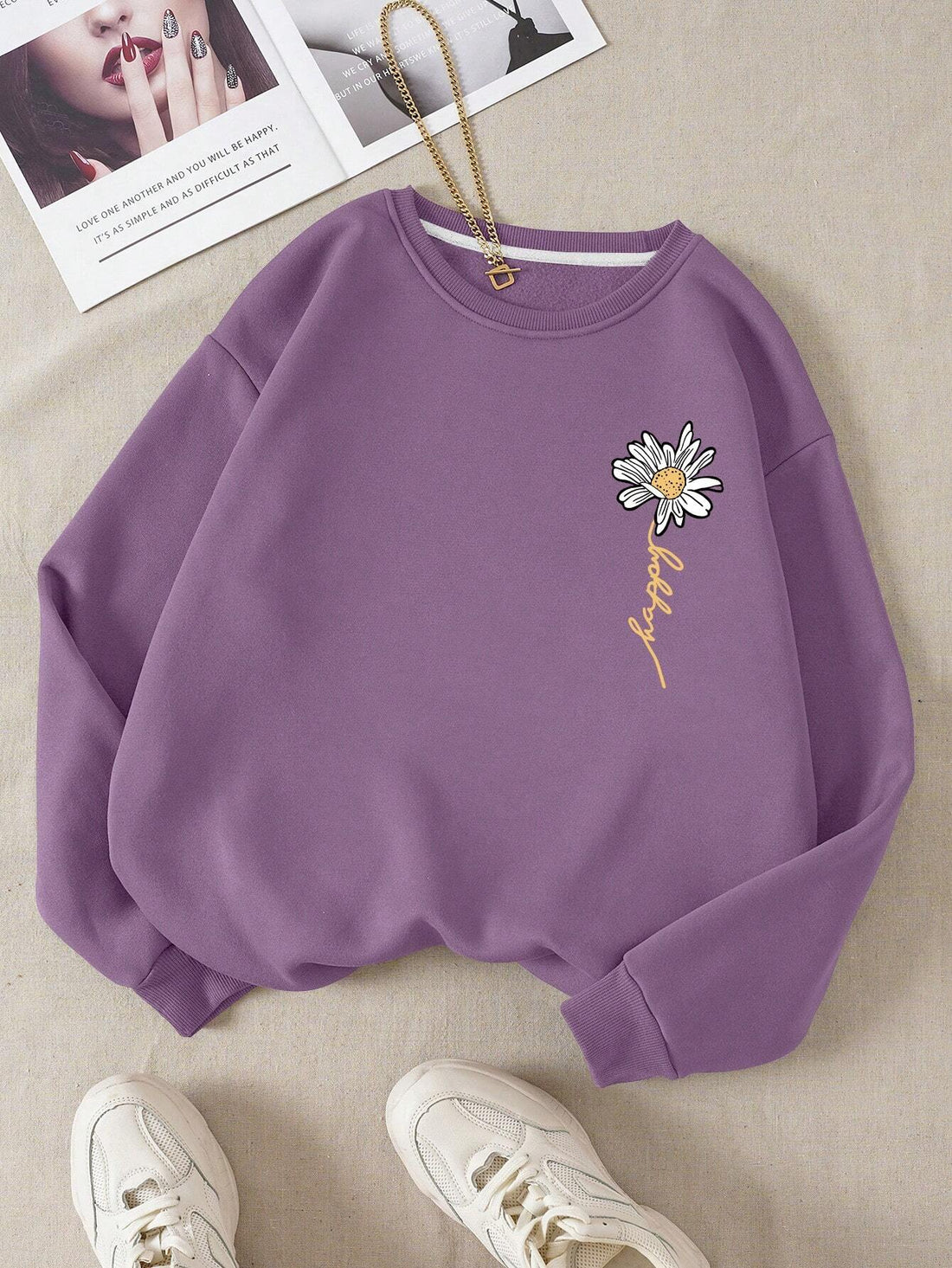 Daisy Graphic Sweatshirt_Lilac