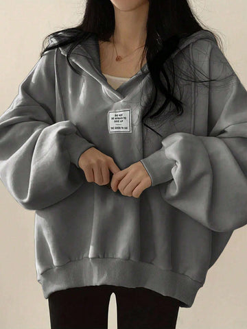 Baggy Patched Hoddie_Grey