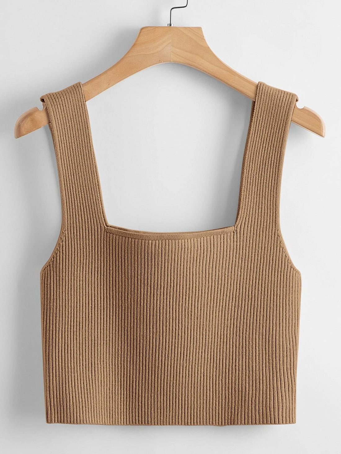 Square Neck Tank Top _ Camel Brown