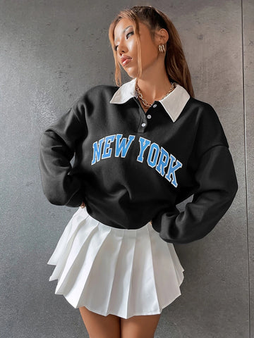 Newyork Graphic Sweatshirt_ Black