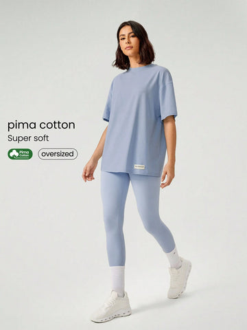 Oversized Tee with bottam Gym Tracksuit _ Dusty Blue