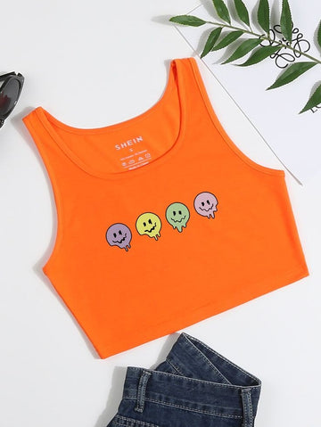 Smiley Tank Top _ Orange