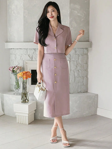 Solid Top with Skirt_ Dusty Lilac