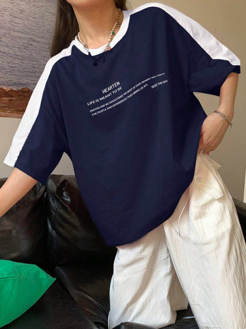 Pannel Sleeves with Graphics Tee_Navy