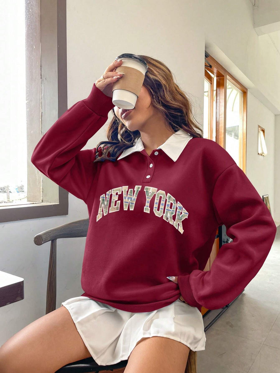 Newyork Graphic Sweatshirt_ Maroon