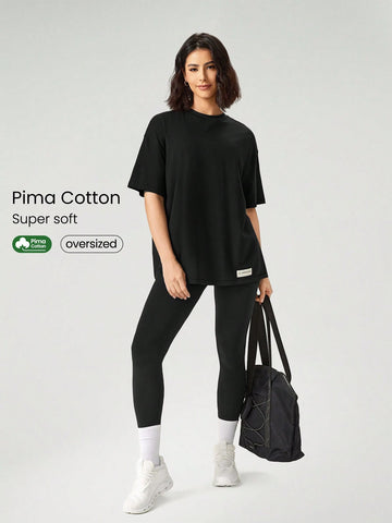 Oversized Tee with bottam Gym Tracksuit _ Black