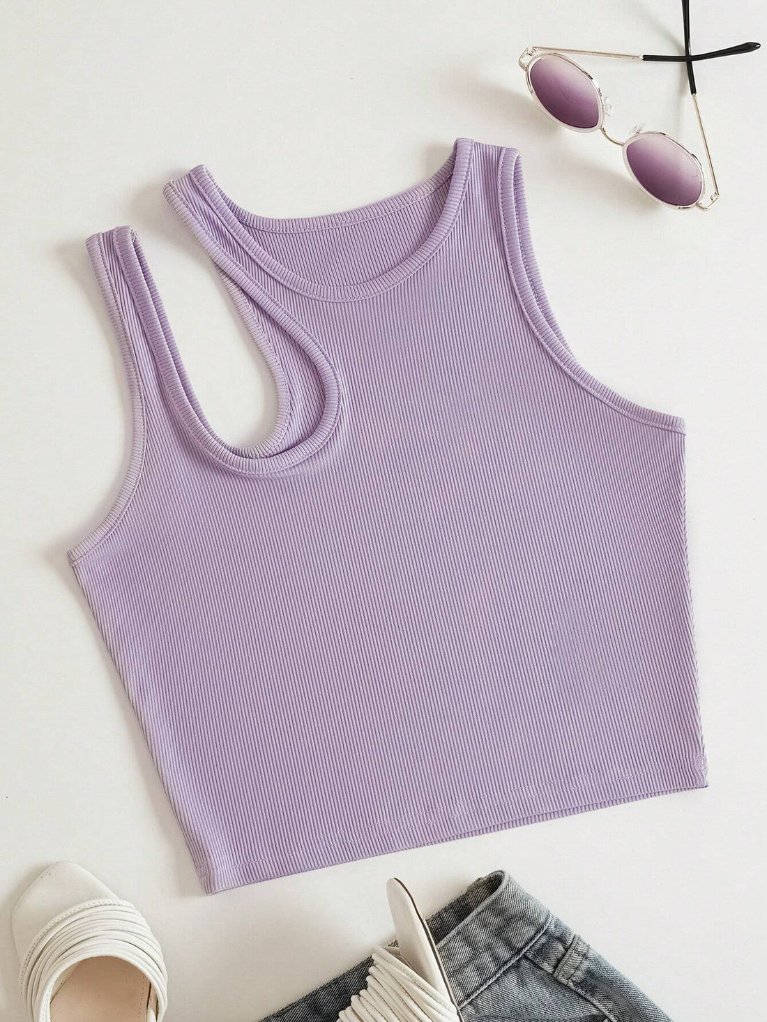 Side Cut Tank Top _ Lilac