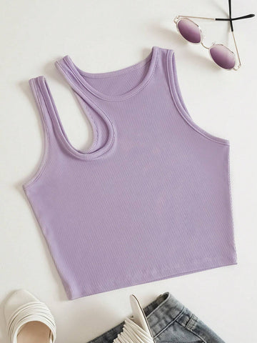 Side Cut Tank Top _ Lilac
