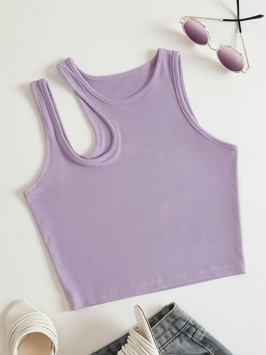 Side Cut Tank Top _ Lilac