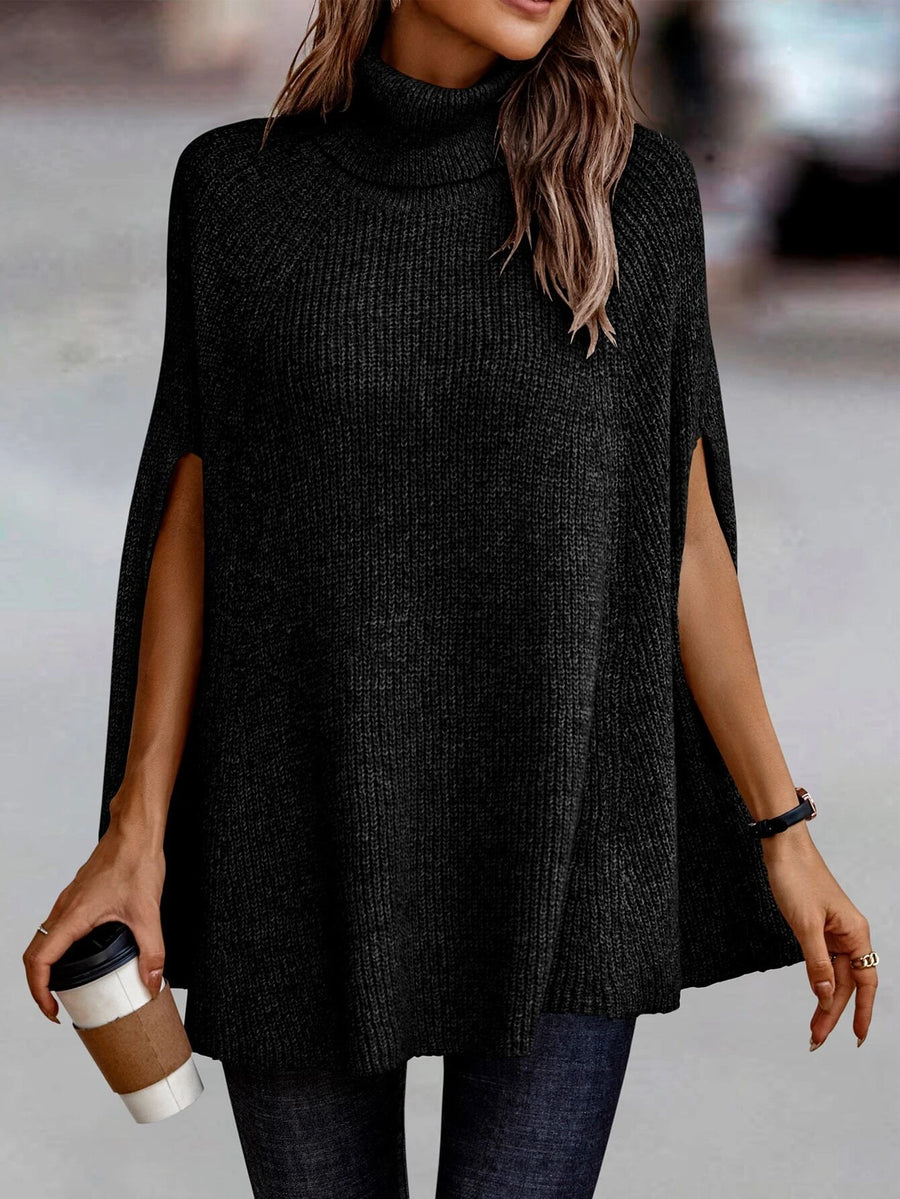 Cut Sleeves Ribbed Top_ Black