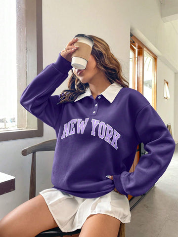 Newyork Graphic Sweatshirt_ Purple