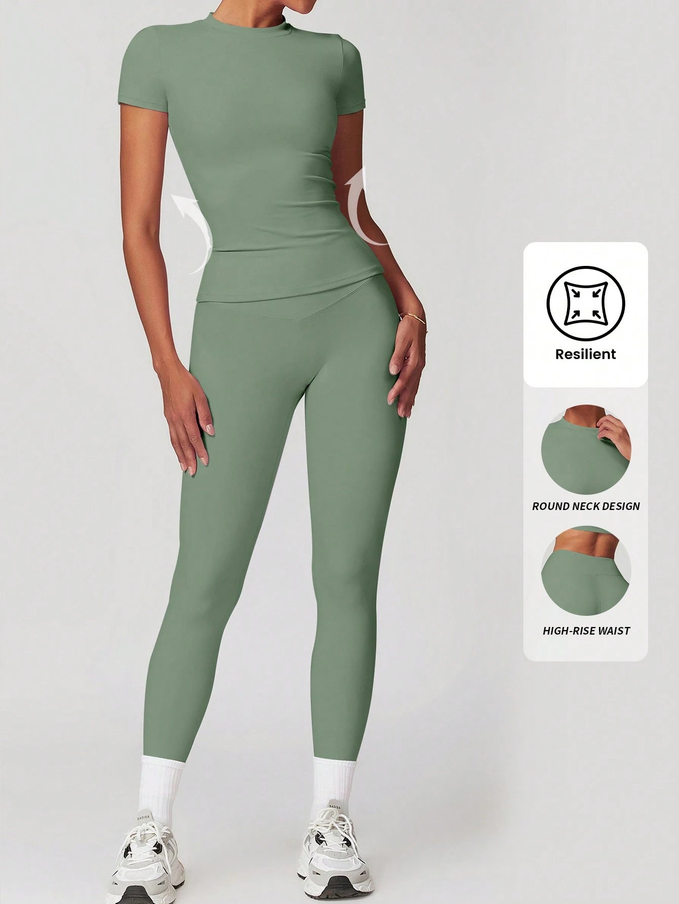 Solid color Half Sleeves Gym Tracksuit _ Mint Green