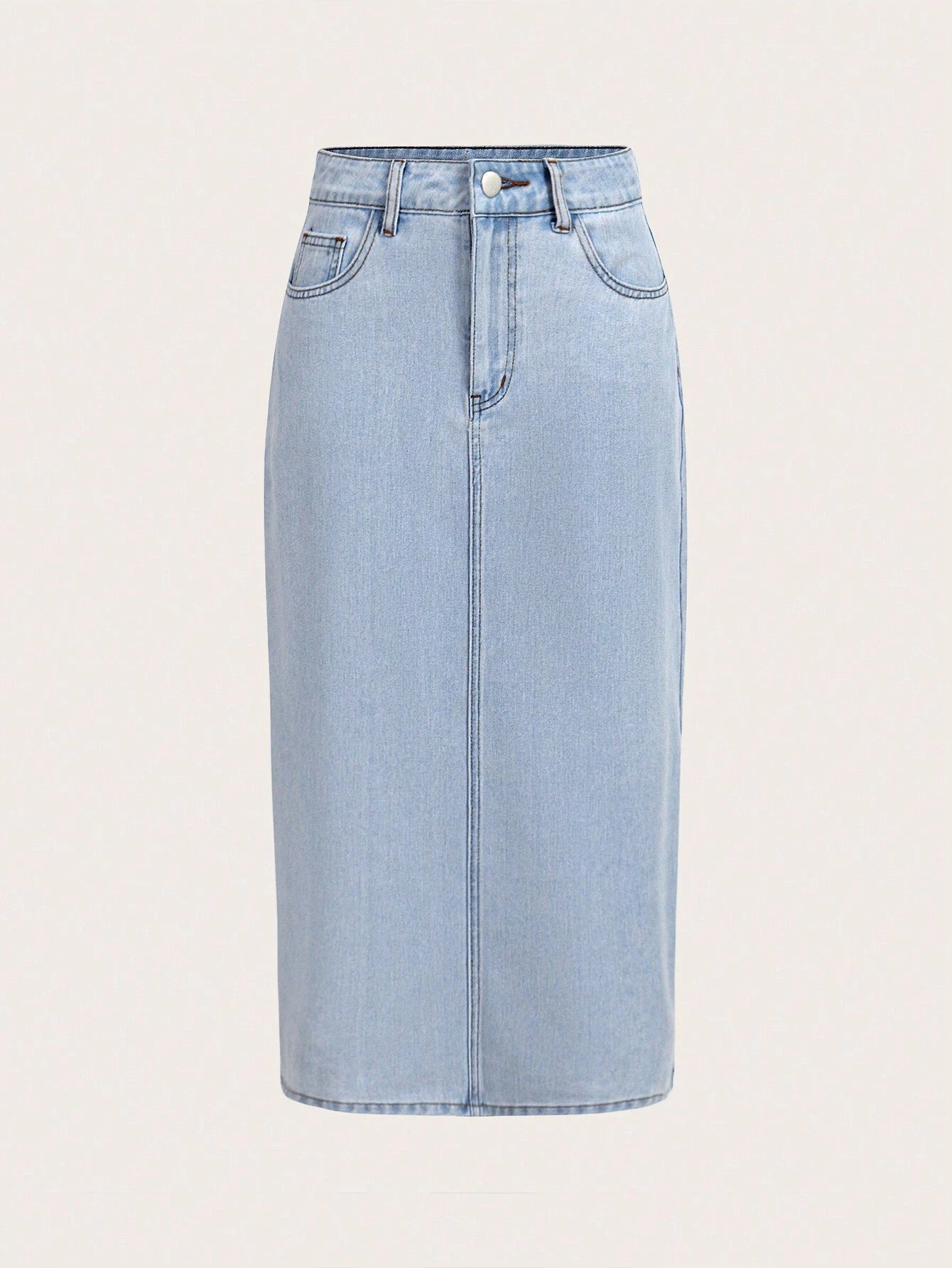 Midi Skirt With Split Hem_L Blue