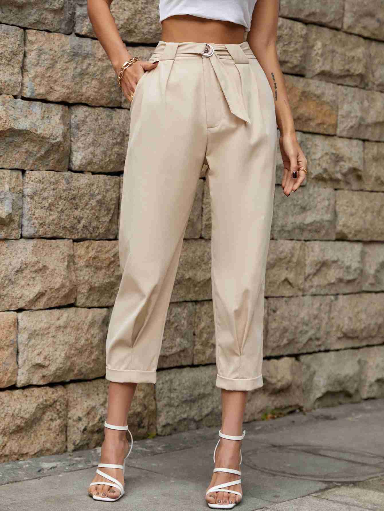 Ladies Pegged Pants – Beige