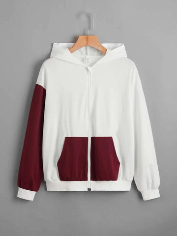 2 Colour Hoddie _ Maroon White