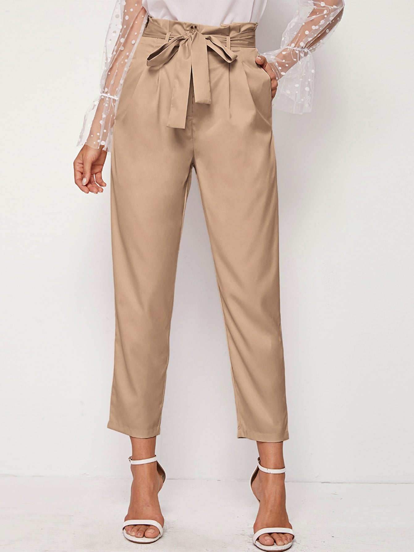 HIGH Waist Belted Pants_Khaki